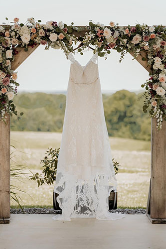 Wedding dress hanging